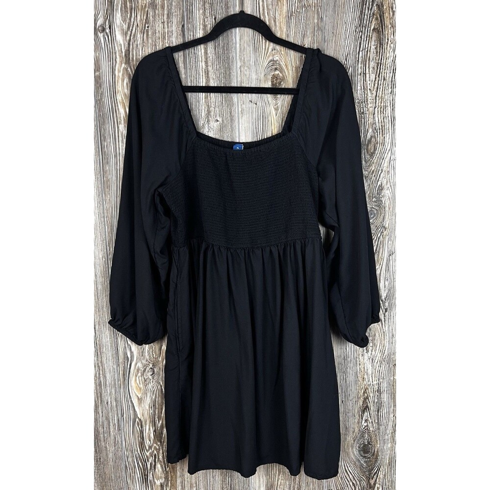 Old Navy Smocked Mini Dress XL Black Dark Romantic Soft Goth Romantic Poetic